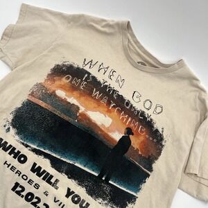 Metro Boomin Heroes & Villains T Shirt Men's L Album Comic Hip Hop Rap Beige EUC